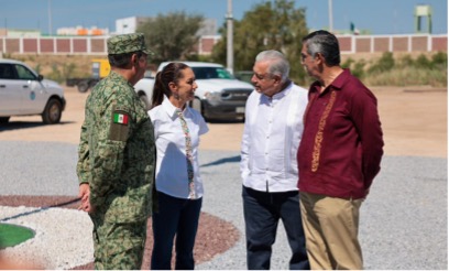 Claudia Sheinbaum Pardo, recorre junto al mandatario Andrés Manuel López Obrador, el nuevo Centro de Aduanas de México, en Nuevo Laredo